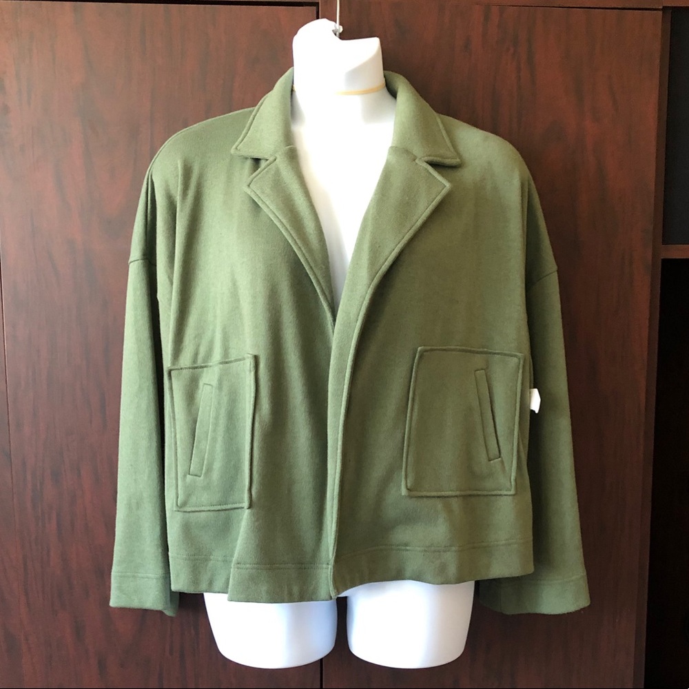 Olive green cardigan or jacket